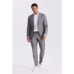 Jakamen Siyah Slim Fit Kırlangıç Yaka Çift Yırtmaçlı %100 Keten Spor Takım Elbise - 56