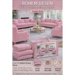 Jakarlı Bohem Kumaş 3.3.1.1 Koltuk Örtüsü Koltuk Kılıfı Takımı Ev Tekstili Sofa Cover - 180 x 230 cm - Pembe - Açık Pembe