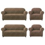 Jakarli Çekyat Kanepe Koltuk Örtüsü Lastikli Likrali Kılıf Çubuk Desen 3311 Takım - 180 x 230 cm - Açık Kahverengi