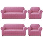 Jakarli Çekyat Kanepe Koltuk Örtüsü Lastikli Likrali Kılıf Çubuk Desen 3311 Takım - 180 x 230 cm - Pudra