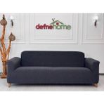 Jakarlı Düz Desen 3-3-1-1 Lastikli Kanepe Örtüsü | Lastikli Koltuk Örtüsü | Koltuk Kılıfı Takımı - 220 x 180 cm - Antrasit