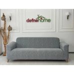 Jakarlı Düz Desen 3-3-1-1 Lastikli Kanepe Örtüsü | Lastikli Koltuk Örtüsü | Koltuk Kılıfı Takımı - 220 x 180 cm - Gri