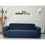 Jakarlı Düz Desen 3-3-1-1 Lastikli Kanepe Örtüsü | Lastikli Koltuk Örtüsü | Koltuk Kılıfı Takımı - 220 x 180 cm - İndigo