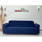 Jakarlı Düz Desen 3-3-1-1 Lastikli Kanepe Örtüsü | Lastikli Koltuk Örtüsü | Koltuk Kılıfı Takımı - 220 x 180 cm - Saks