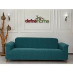Jakarlı Düz Desen 3-3-1-1 Lastikli Kanepe Örtüsü | Lastikli Koltuk Örtüsü | Koltuk Kılıfı Takımı - 220 x 180 cm - Turkuaz