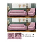Jakarlı Düz Desen 3 3 1 1 Lastikli Koltuk Örtüsü Takımı Kanepe Çekyat Örtüsü Koltuk Kılıfı pembe 180 x 230