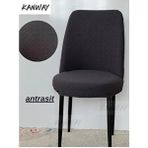 Jakarlı Kumaş Oval Sandalye Kılıfı. Lastikli, Yıkanabilir, Esnek Sandalye Örtüsü. - Gri - 40 x 54 cm