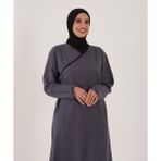 Jakarlı Kumaş Tesbih Hediyeli Namaz Elbisesi - Gri - XL