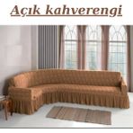 Jakarlı L Köşe Koltuk Örtüsü. 7 Kişilik, Esnek, Yıkanabilir Köşe Koltuk Kılıfı. Toplam Uzunluk 550CM - 450 x 550 cm - Kahverengi