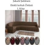 Jakarli Şal Desen L Köşe Koltuk Örtüsü, Esnek Koltuk Kılıfı, Osmanlı Desen (350CM) - 180 x 350 cm - Kahve