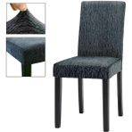 Jakarli Sandalye Örtüsü Çubuk Desen Yüksek Esnekli Sandalye Kılıfı( 6ADET) - 45 x 45 x 60 cm - Antrasit