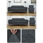 Jakarlı Sehra Desen 3 3 1 1 Lastikli Kanepe Örtüsü | Lastikli Koltuk Örtüsü | Koltuk Kılıfı Takımı - Antrasit - 180 x 230 cm
