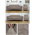 Jakarlı Sehra Desen 3 3 1 1 Lastikli Kanepe Örtüsü | Lastikli Koltuk Örtüsü | koltuk kılıfı Takımı - Kahve - 180 x 230 cm