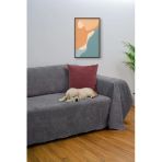 Jakarlı Şönil Koltuk Örtüsü | Çekyat Örtüsü | Koltuk Şalı 175x300 Kaymaz Gri