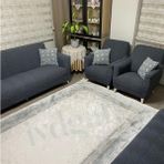 Jakarlı Su Yolu Desen 3311 Takım Koltuk Örtüsü Çekyat Kanepe Örtüsü Lastikli Yıkanabilir Antrasit - 180 x 230 cm