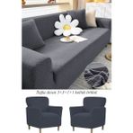 Jakarlı Tuğla Desen 3311 Koltuk Örtüsü Çekyat Kanepe Kılıfı Lastikli Kayma Yapmayan - 180 x 230 cm - Antrasit