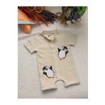 JAKC WAYS %100 Pamukpenguen Desenli Kısa Kollu Şort Tulum / Bebek Zıbın / Çocuk Zıbın