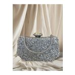 Jale Kadın Şık Gümüş Kol Ve Omuz Clutch Portföy Taşlı Abiye Çanta