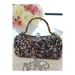 Jale Kadın Şık Kol Ve Omuz Clutch Portföy Renkli Taşlı Abiye Çanta