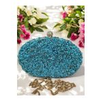 Jale Kadın Şık Kol Ve Omuz Clutch Portföy Turkuaz Taşlı Abiye Çanta