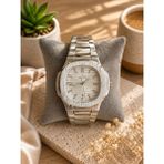 Jammy Jewerly Erkek Çelik Kordon Analog Kol Saati – Modern ve Şık Tasarım - Gümüş - Beyaz