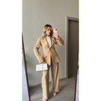 JaMolls beli daralan orta boy astarlı vatkalı premium blazer ceket palazzo yüksek bel pantolon tasarım takım