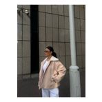 JaMolls peluş yaka düğmeli trend yumuşak kaşe kısa bol oversize kesim kaban mont