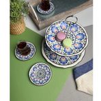 Jamuor Roys Fulya Porselen Katlı Kurabiyelik Ve 6 Lı Çay Tabağı 12 Cm Renkli