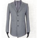 Jan Carlucci Erkek - Slim Fit - Gri - Çıkmalı Ceket Yaka - Içi Kapitoneli -Tek Yırtmaç - Dizüstü Kaşe Kaban - 58