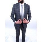 Jan Carlucci Regular Drop 6 Takım Elbise Erkek Renkli Kareli Regularfit Model - 48 - 6 Drop