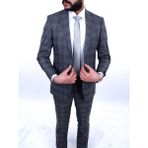 Jan Carlucci Regular Drop 6 Takım Elbise Erkek Renkli Kareli Regularfit Model - 50 - 6 Drop