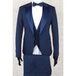 Jan Carlucci Slim Fit Saten Sivri Yaka-Çift Yırtmaç Parlement Drop 6 Damatlık Smokin - Full Set Yelek, Gömlek, Papyon - 58
