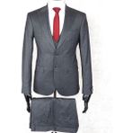Jan Carlucci Slim Fit Sivri Yaka-Çift Yırtmaç Koyu Gri Drop 6 Yelekli Takım Elbise - 58 - 6 Drop