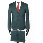 Jan Carlucci Slim Fit Sivri Yaka Çift Yırtmaç Koyu Yeşil Drop 6 Yelekli Takım Elbise - 56 - 6 Drop