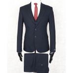 Jan Carlucci Slim Fit Sivri Yaka-Çift Yırtmaç Lacivert Drop 6 Yelekli Takım Elbise - 48