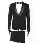 Jan Carlucci Slimfit Siyah Şal Yaka Damatlık Takım Ceket - Yelek - Pantolon - Gömlek - Papyon - 54 - 6 Drop