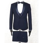 Jan Carlucci Slimfit Siyah Şal Yaka Damatlık Takım Ceket - Yelek - Pantolon - Gömlek - Papyon - Lacivert - 60 - 6 Drop
