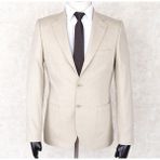Jan Carlucci Yazlık Iki Düğme-Yarım Astar- Slimfit Drop 6 Ceket-Açık Taş Rengi - 56 - 6 Drop