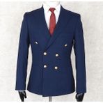 Jan Carlucci Yazlık Kruvaze -Yarım Astar- Metal Düğme Slimfit Drop 6 Ceket-Lacivert - 50 - 6 Drop
