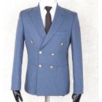 Jan Carlucci Yazlık Kruvaze -Yarım Astar- Metal Düğme Slimfit Drop 6 Ceket-Mavi - 52 - 6 Drop