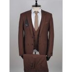 Jan Carlucci Yelekli Slimfit Drop 6 Takım Elbise - 46 - 6 Drop - Kahverengi