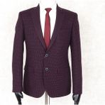Jan Carlucci Yünlü Erkek Regular Fit Mono Yaka Bordo Drop 4 Tek Ceket - 50