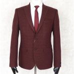 Jan Carlucci Yünlü Erkek Regular Fit Mono Yaka Bordo Drop 4 Tek Ceket - 60