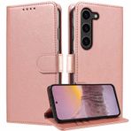 JanCalm S23 Kılıf Cüzdan, Galaxy S23 için RFID Engelleme, [Kart Tutucu/Nakit Yuvaları] Stand Özelliği Manyetik Tokalı Deri Koruyucu Darbeye Dayanıklı Kapaklı Kılıf Samsung Galaxy S23 (Gül Altın) için