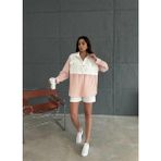 Janes Gabardin Şort - Gabardin - Çizgili Keten Garnili Ceket Takım - Orange