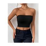 Janes Giyim KADIN KOLSUZ STRAPLEZ DALGIÇ CROP BLUZ