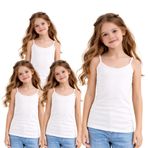janisramone® 4 adet spagetti askılı atlet, kız çocukları için, kolsuz yazlık atlet, Cami üst, hafif temel katman, çocuk, yazlık üst giyim, tek renkli, strappy Camisole yelek, üst, kız kıyafeti, 5