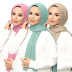janisramone® Bayan baş Eşarp, 3'lü Paket Düz Jarse Başörtüsü, Kadınlar için Müslüman Yumuşak Esnek Eşarp İngiltere, Modern Bayan Eşarpları, Kadınlar için Şık Hediye Eşarpları, Gül Pembesi - Adaçayı -