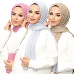 janisramone® Bayan baş Eşarp, 3'lü Paket Düz Jarse Başörtüsü, Kadınlar için Müslüman Yumuşak Esnek Eşarp İngiltere, Modern Bayan Eşarpları, Kadınlar için Şık Hediye Eşarpları, Gül Pembesi - Beyaz -