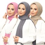 janisramone® Bayan baş Eşarp, 3'lü Paket Düz Jarse Başörtüsü, Kadınlar için Müslüman Yumuşak Esnek Eşarp İngiltere, Modern Bayan Eşarpları, Kadınlar için Şık Hediye Eşarpları, Gül Pembesi - Gri - Bej,